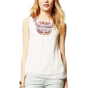 Anthropologie‎ Akemi + Kin Ara Embroidered White Lace Top, Size XS